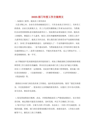 2025部门年度工作计划例文