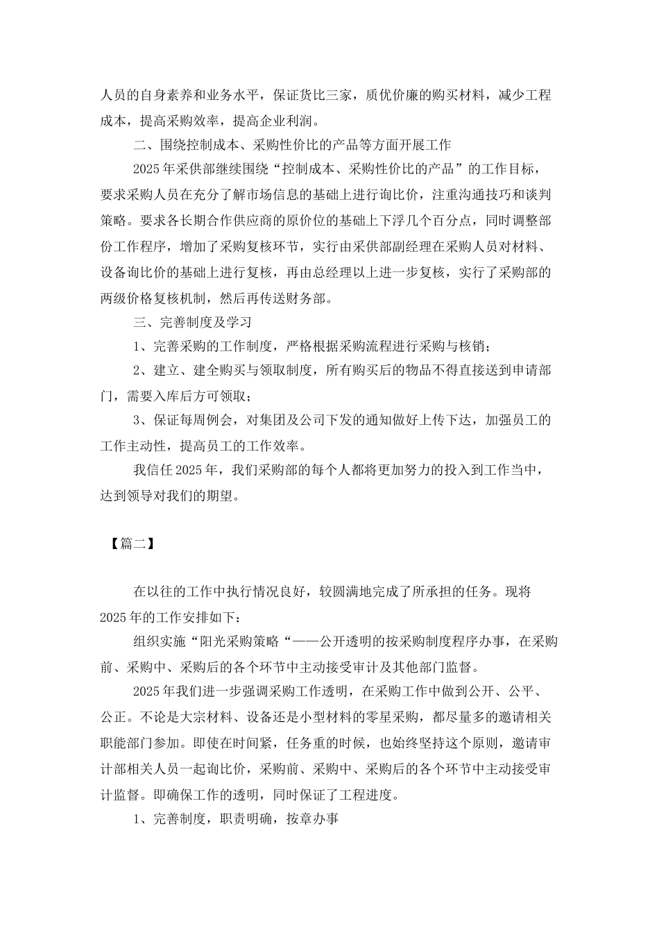 2025酒店采购人员个人工作计划_第2页