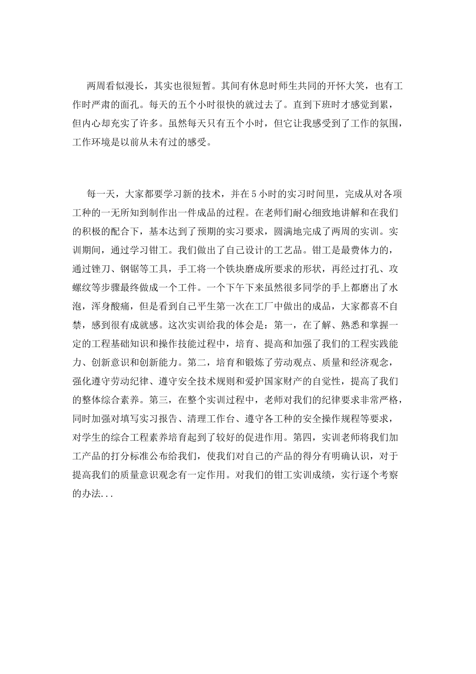 2025钳工实习报告2000字(一)_第2页