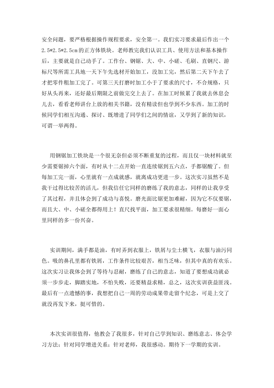 2025钳工实训报告1000字范文(三)_第2页