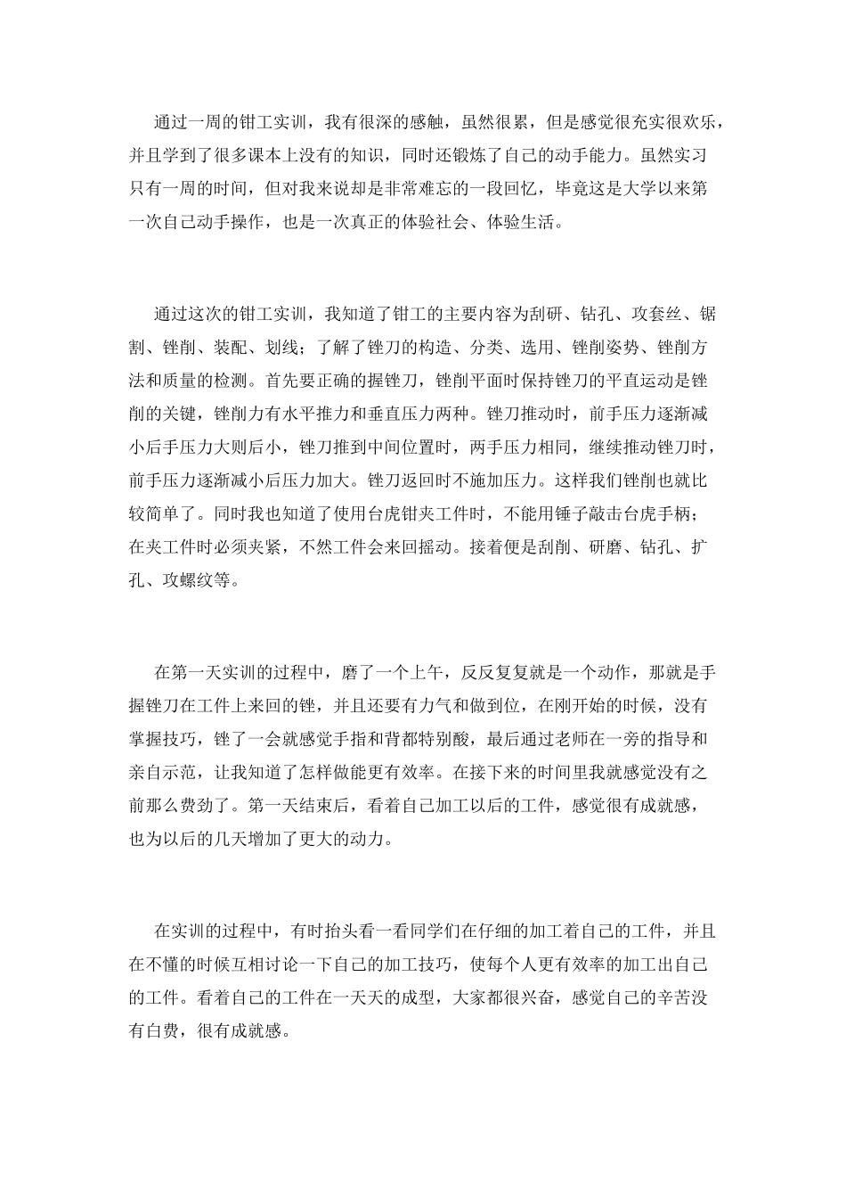 2025钳工实训报告1000字范文_第3页