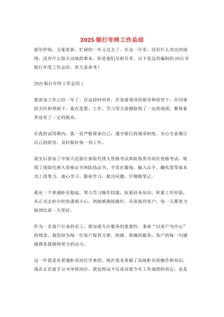 2025银行年终工作总结