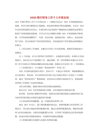 2025银行财务工作个人年度总结