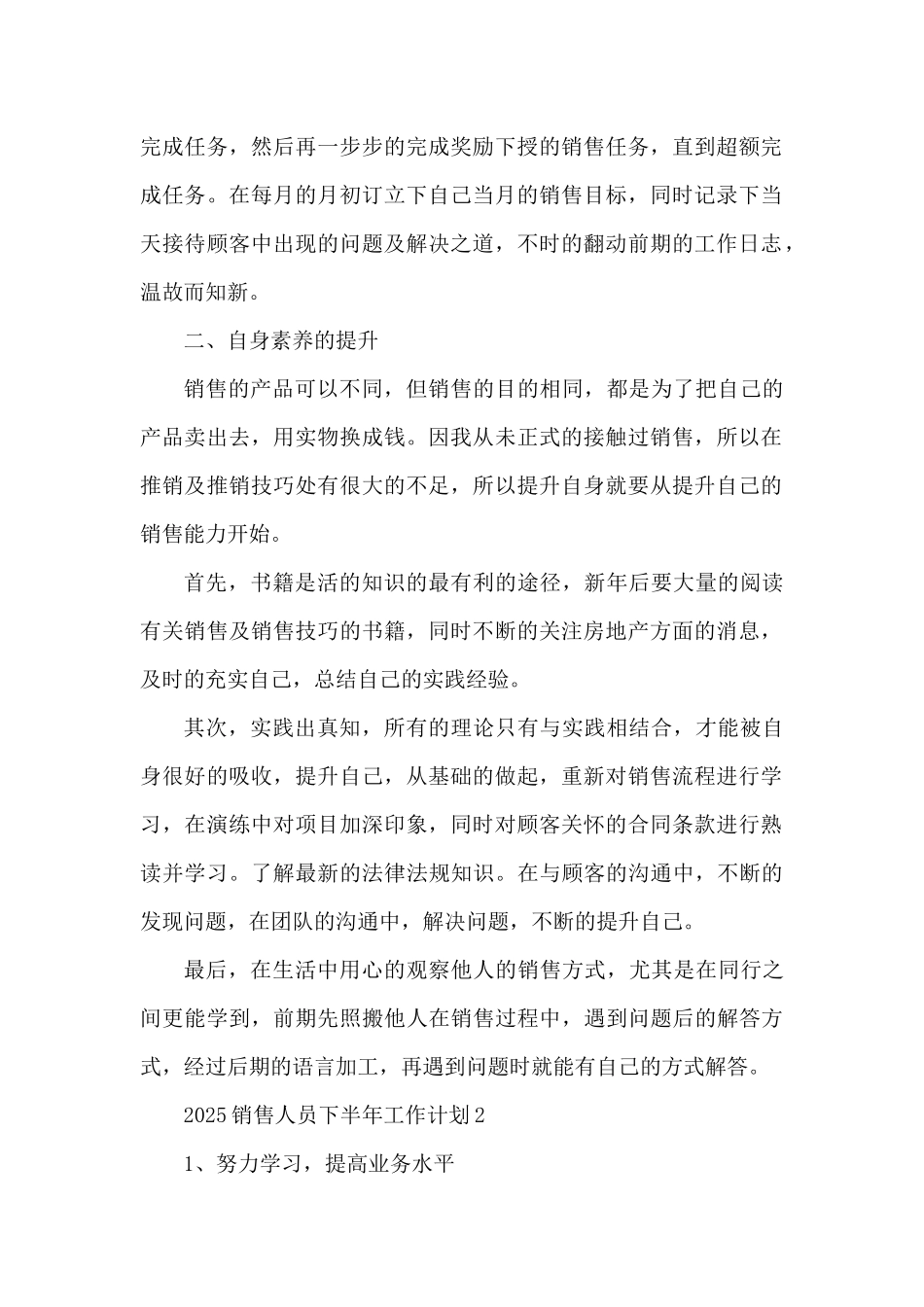2025销售人员下半年工作计划（精编版）_第2页