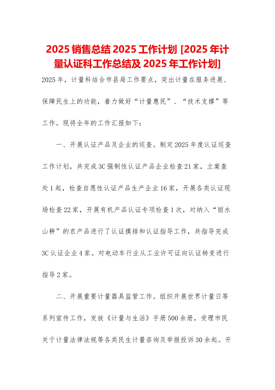 2025销售总结2025工作计划-_第1页