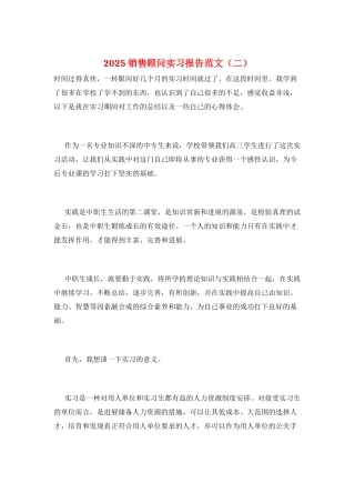 2025销售顾问实习报告范文