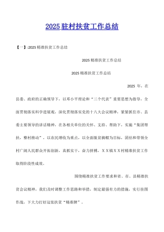 2025驻村扶贫工作总结