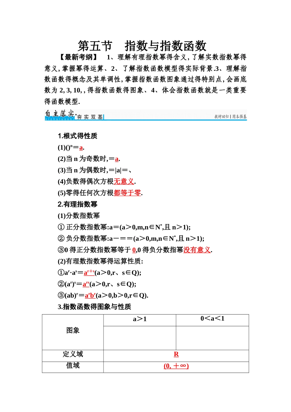 2025高三理科数学总复习第五节 指数与指数函数_第1页