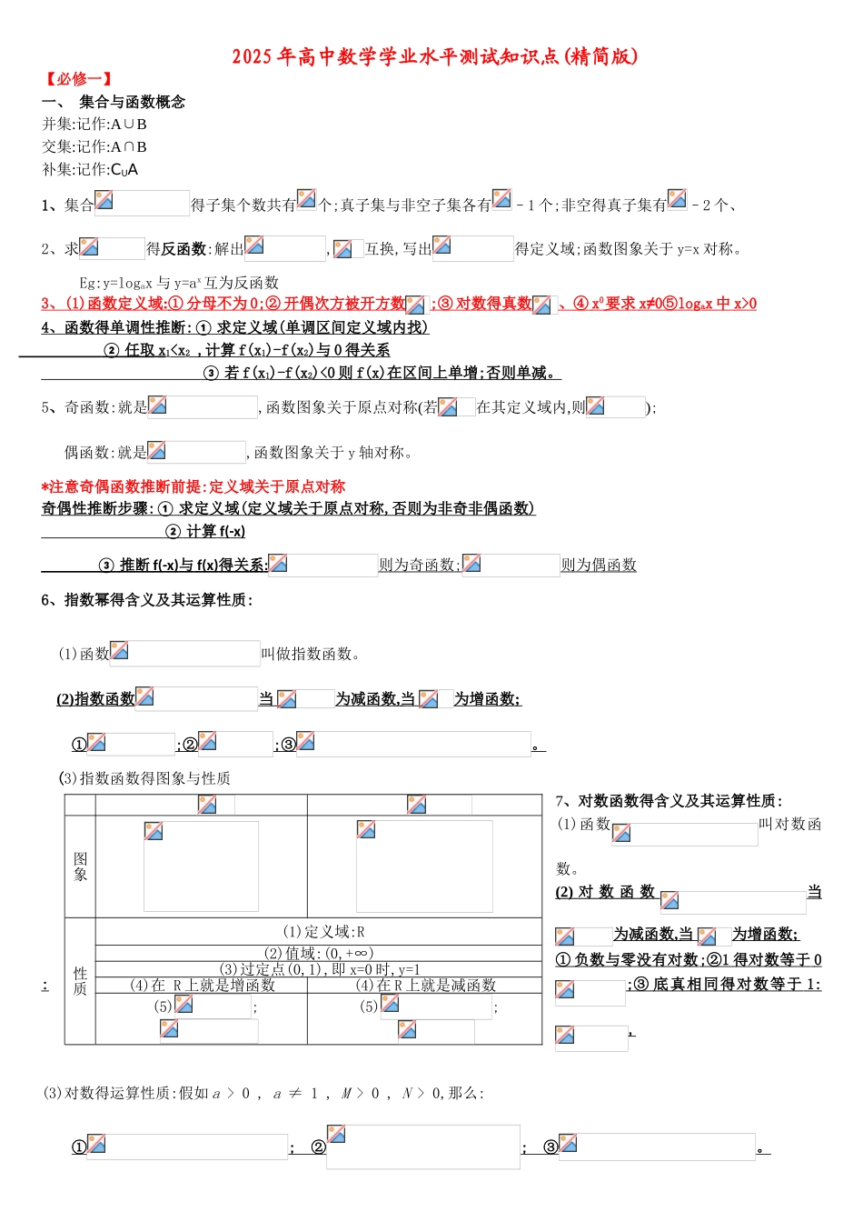 2025高中数学学业水平考试知识点_第1页