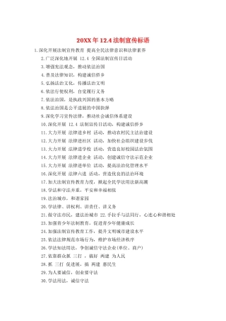 20XX年12.4法制宣传标语