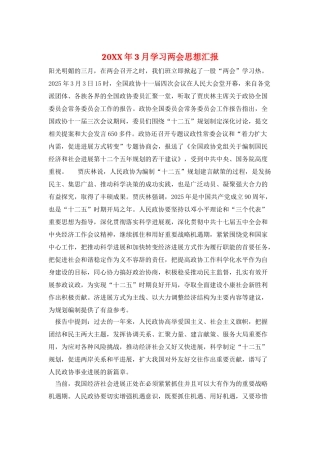 20XX年3月学习两会思想汇报