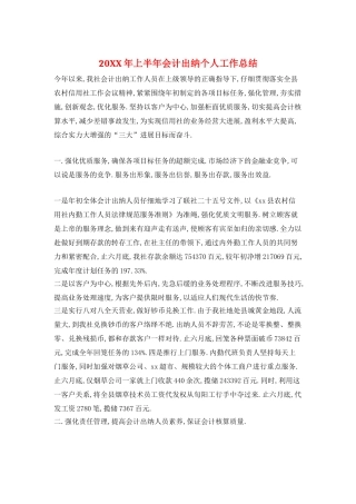 20XX年上半年会计出纳个人工作总结