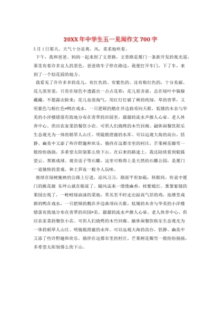 20XX年中学生五一见闻作文700字