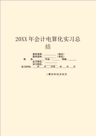 20XX年会计电算化实习总结