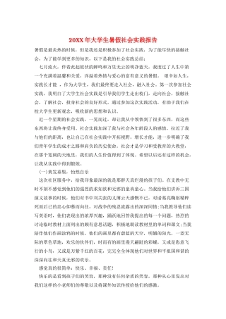 20XX年大学生暑假社会实践报告