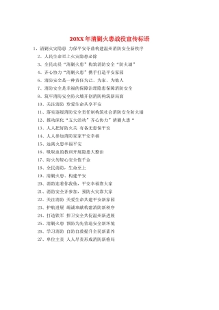 20XX年清剿火患战役宣传标语