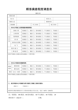 2201顾客满意程度调查表n