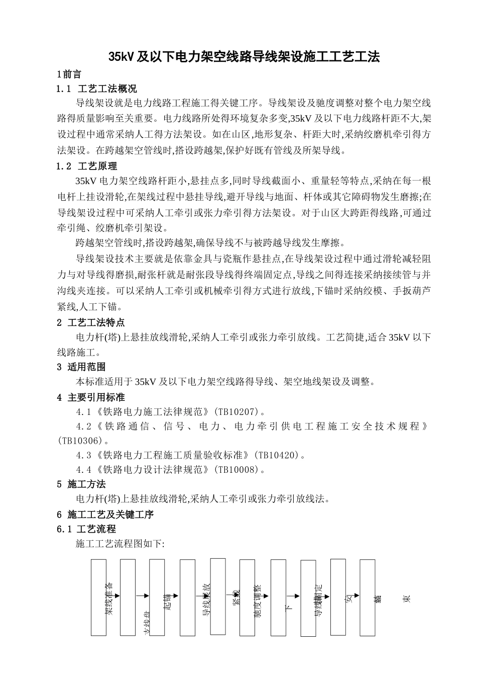 35kV及以下电力架空线路导线架设施工工艺工法_第1页