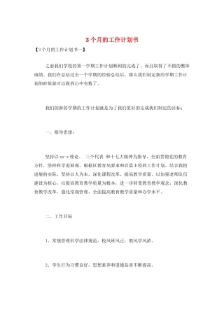 3个月的工作计划书