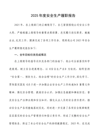 3企业负责人安全生产履职报告