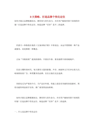 3大策略-打造品牌个性化定位