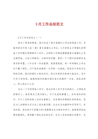 3月工作总结范文