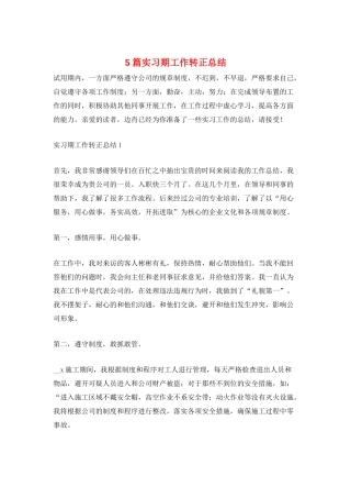 5篇实习期工作转正总结
