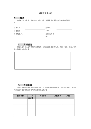 7-项目资源计划表