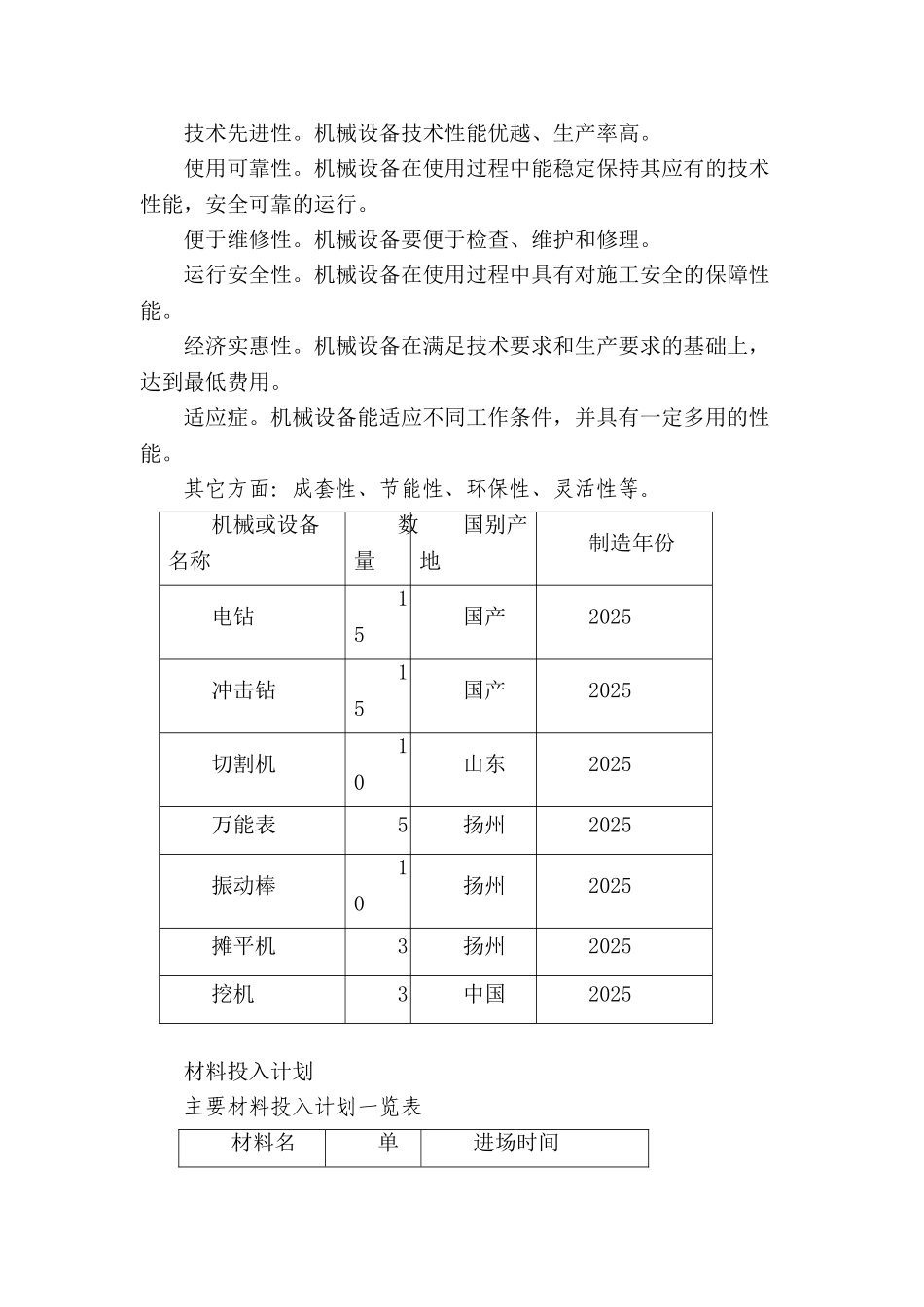 7.劳动力、机械设备和材料投入计划分_第2页