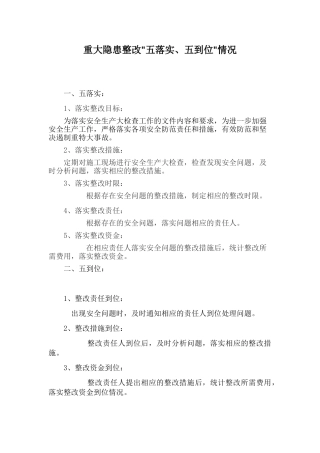7重大隐患整改“五落实、五到位”情况