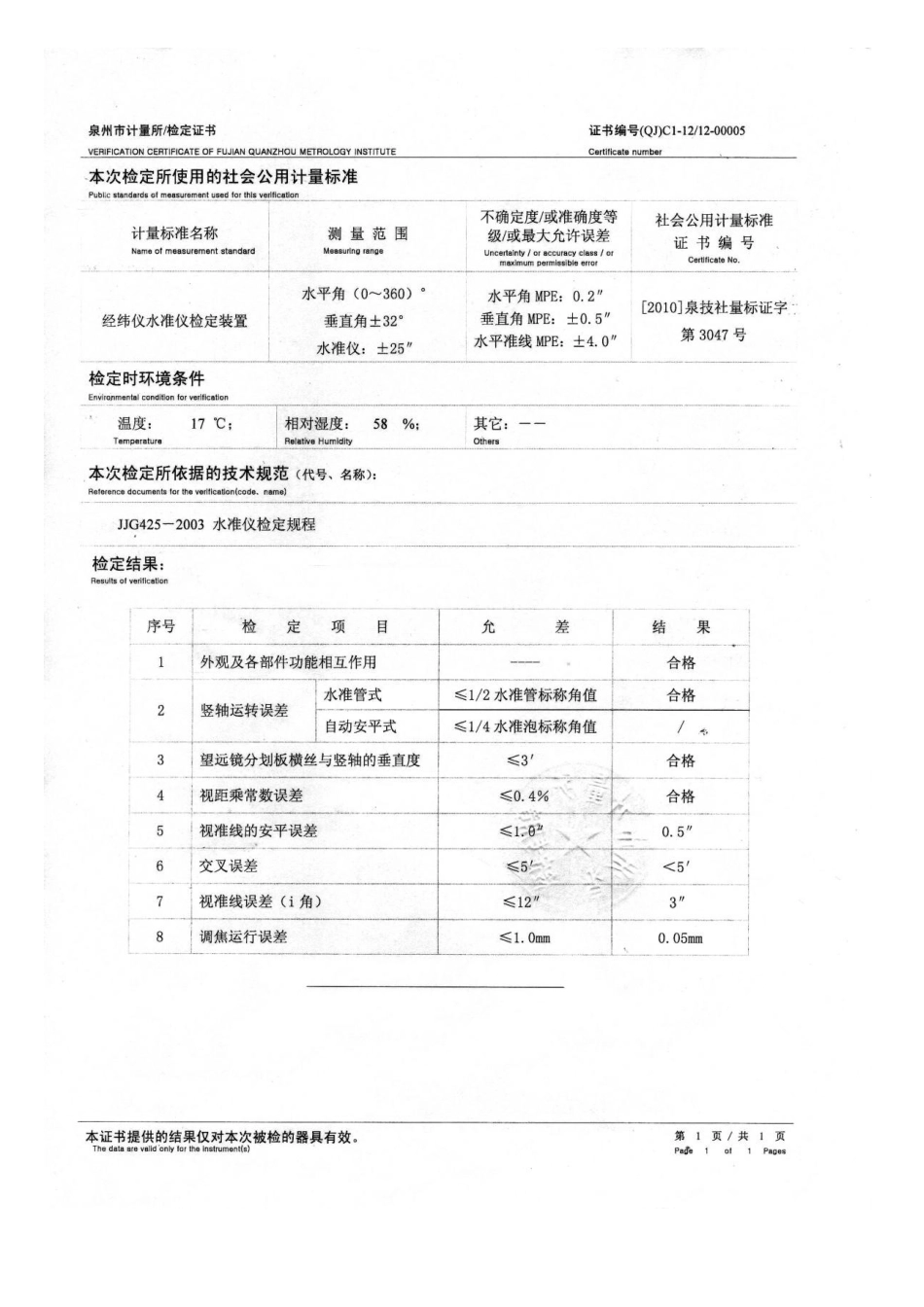 8-工程测量仪器报审表及证书_第2页
