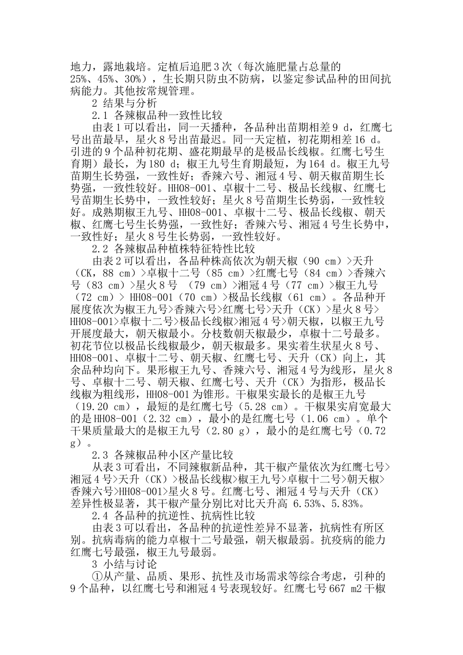 9个引进干辣椒新品种在遵义地区的适应性试验_第2页