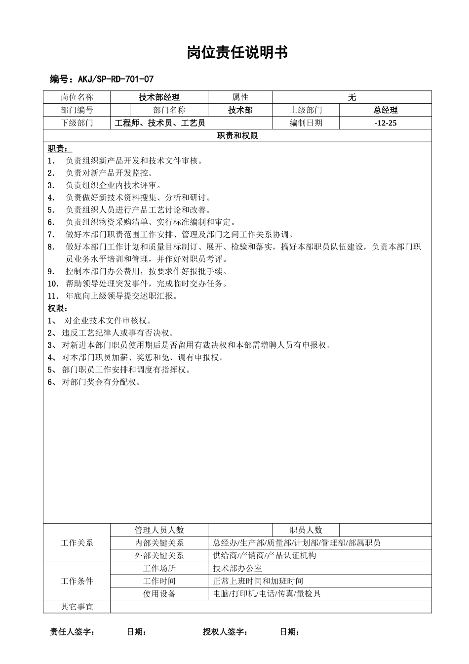 AKJSPRD～关键技术部岗位责任说明指导书_第1页
