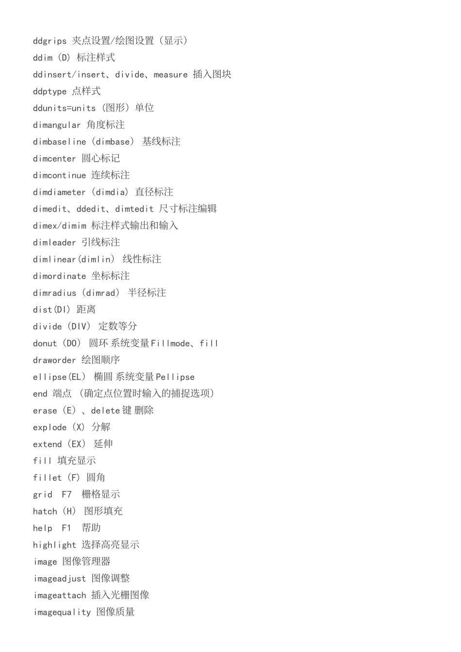 autocad常用功能及参数命令_第3页