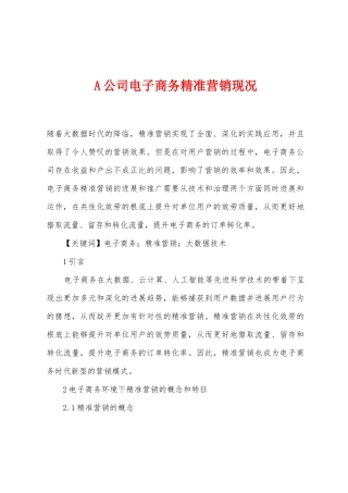 A公司电子商务精准营销现况