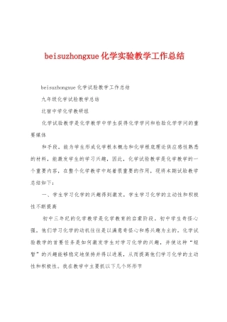 beisuzhongue化学实验教学工作总结