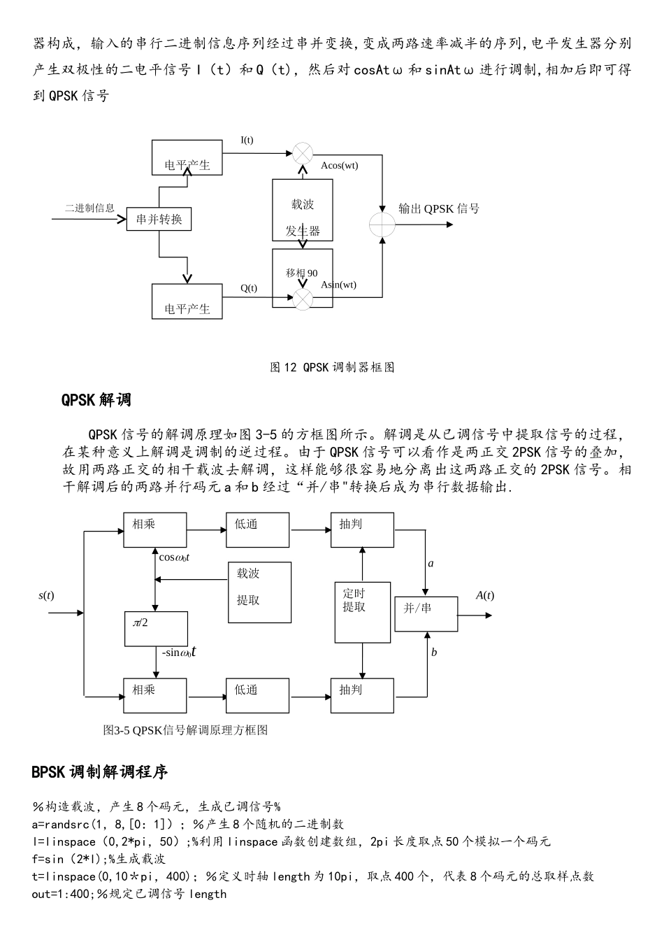 BPSK和QPSK调制解调原理及MATLAB程序资料_第3页