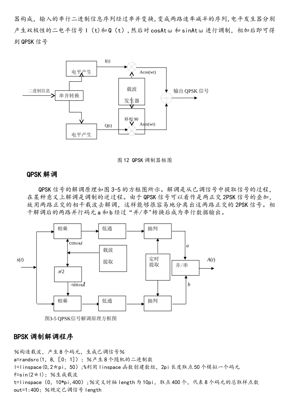 BPSK和QPSK调制解调原理及MATLAB程序_第3页