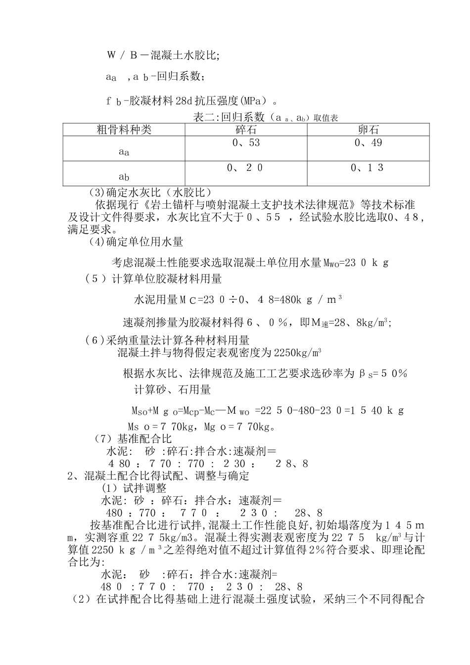 C25喷射混凝土配合比设计说明_第2页
