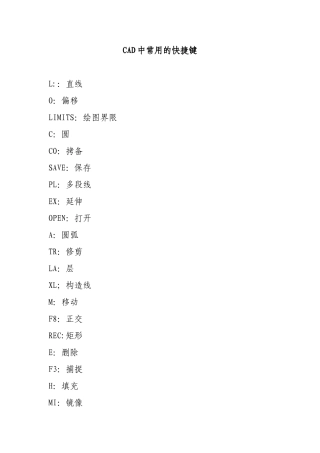 CAD中常用的快捷键