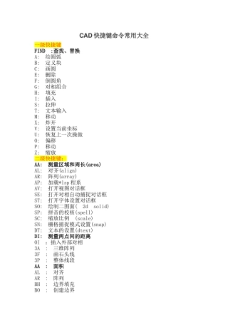 CAD快捷键命令常用大全