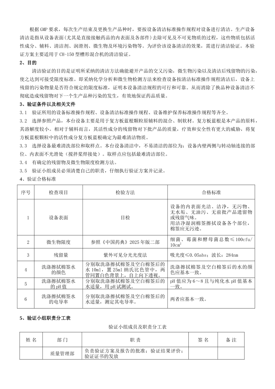 CH150槽型混合机清洁验证方案资料_第3页