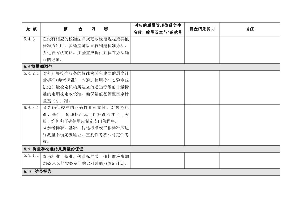 CL25检测和校准实验室能力认可准则在校准实验室的应用说明核查表_第3页