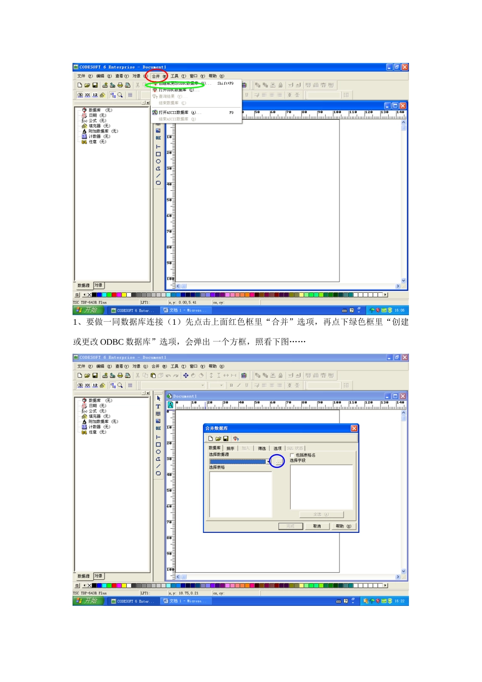 CODESOFT套用数据库说明指导书_第1页