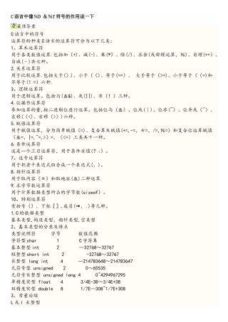 C语言特殊符号意义
