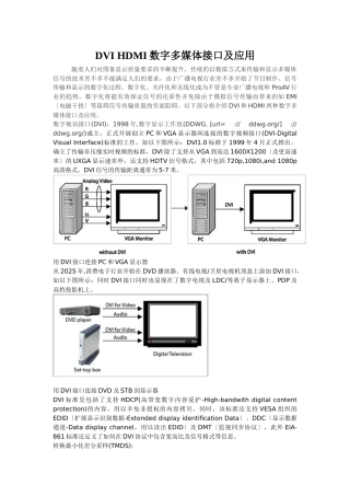 DVI-HDMI数字多媒体接口及应用