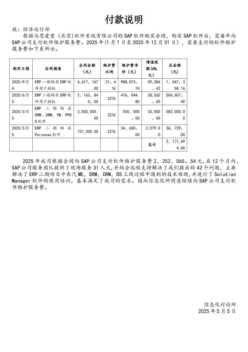 ERP软件维护费付款说明_第1页