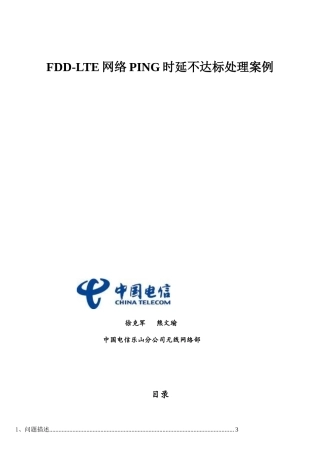 FDD-LTE网络PING时延不达标处理-四川