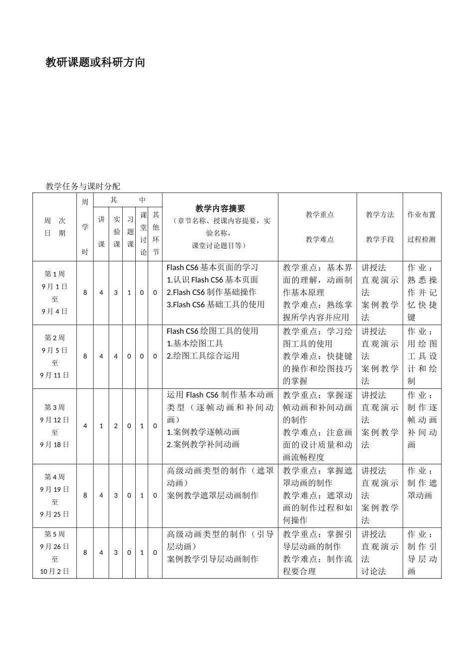 Flash-CS6案例教程-教学计划_第3页