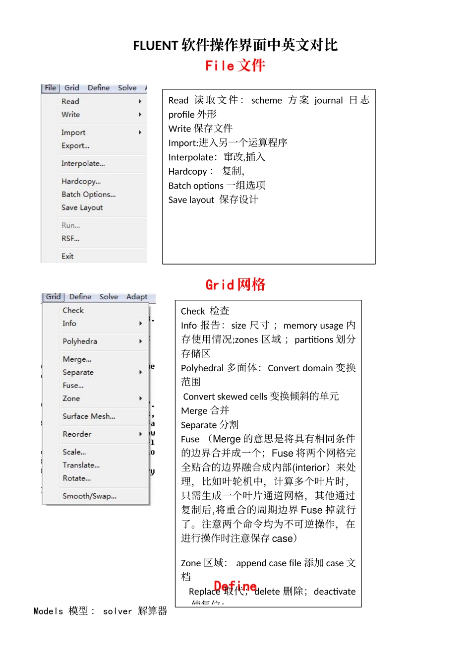 FLUENT软件操作界面中英文对照_第2页
